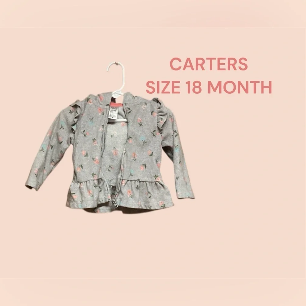 CARTERS SIZE 18 MONTH ZIP FRONT HOODIE VERY GENTLY WORN